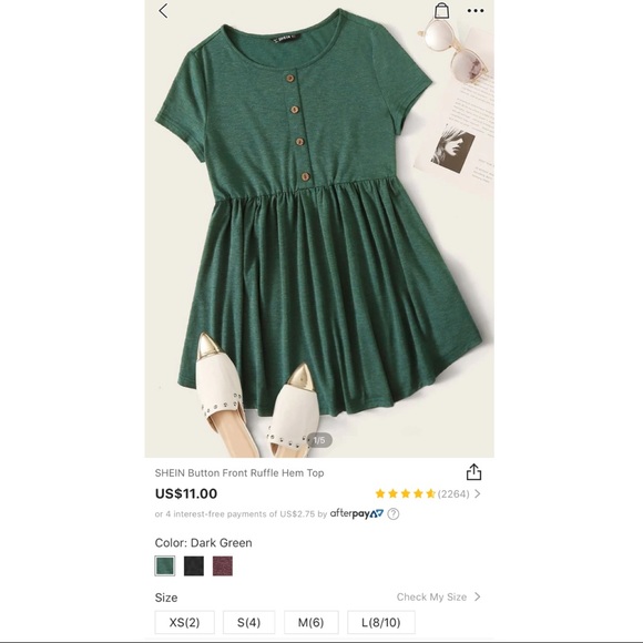 Button Front Ruffle Hem Top - Picture 4 of 4